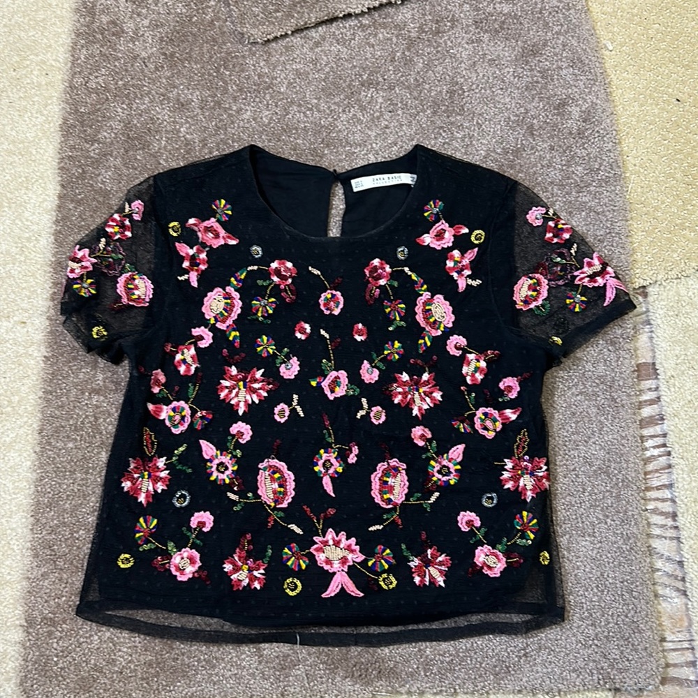 Zara Floral breaded crop top S